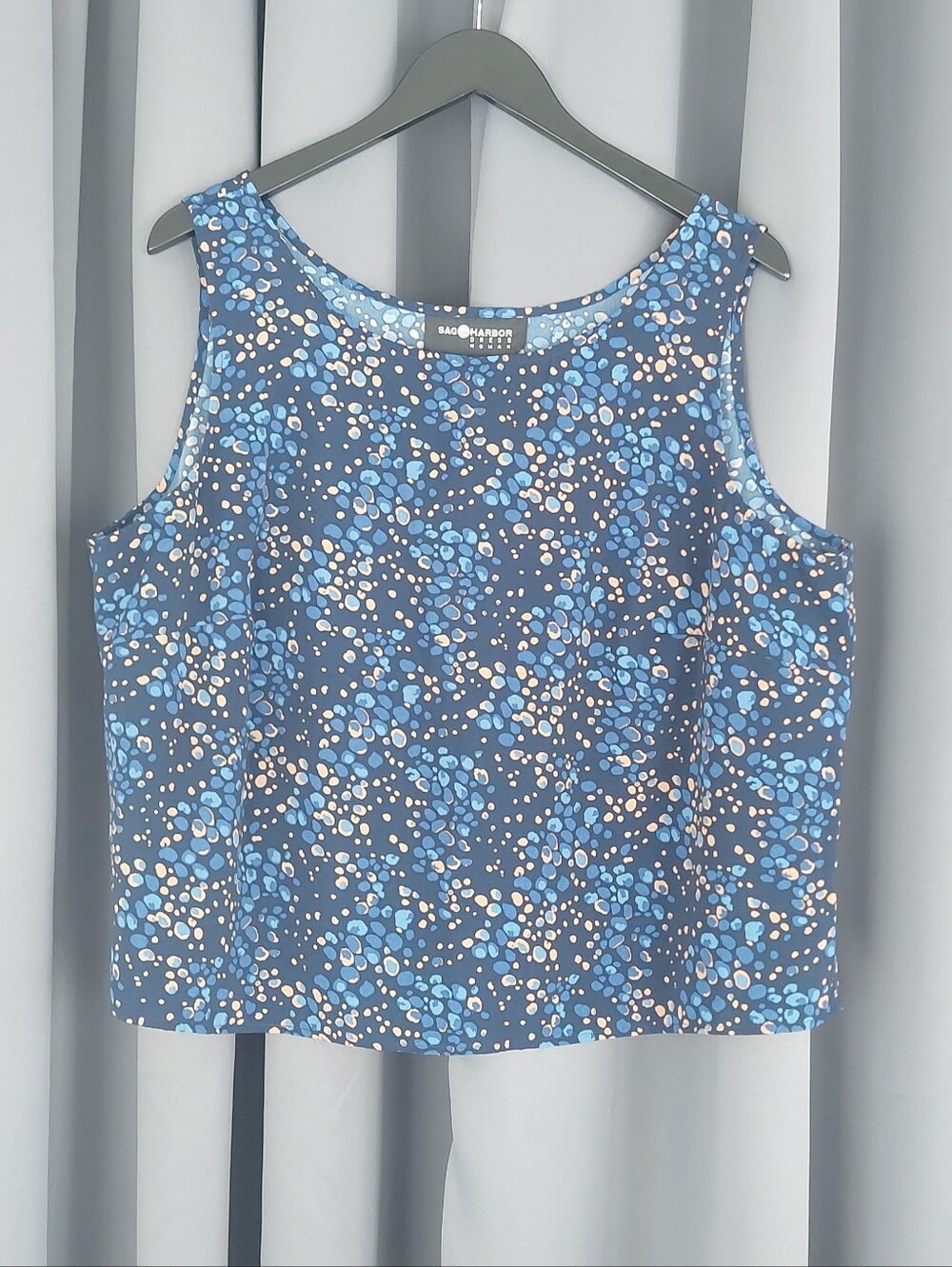 Sag Harbor Vintage Blue Abstract Mosaic Sleeveless Shell Top Size 18